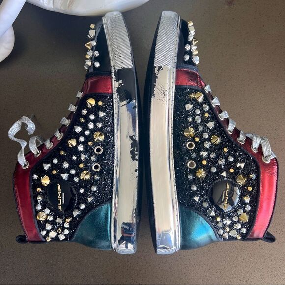 JUMP NEW YORK Men’s 75 By Jump Black | Red Mid Top Spike Toe Size 10 USA 43 EUR - Picture 8 of 10